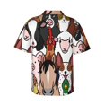 thumbnail image 3 of Bixox Men's Hawaiian Shirts Men's Doodle Farm Animals Faces Print Short-Sleeve Shirt-Small, 3 of 8