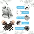 thumbnail image 4 of Uxcell Fascinators Hat Clip Set with Hair Clip and Short Floral Lace Gloves Tea Party Face Veil Hat Vintage Headwear Black/White, 4 of 7