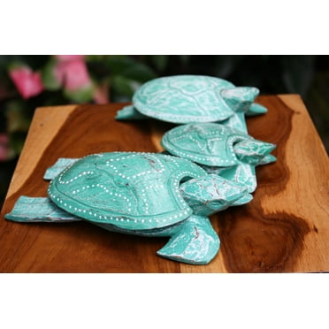Set of 3 Turtles Ashtray/Keepsake Boxes Turquoise | #wib3708