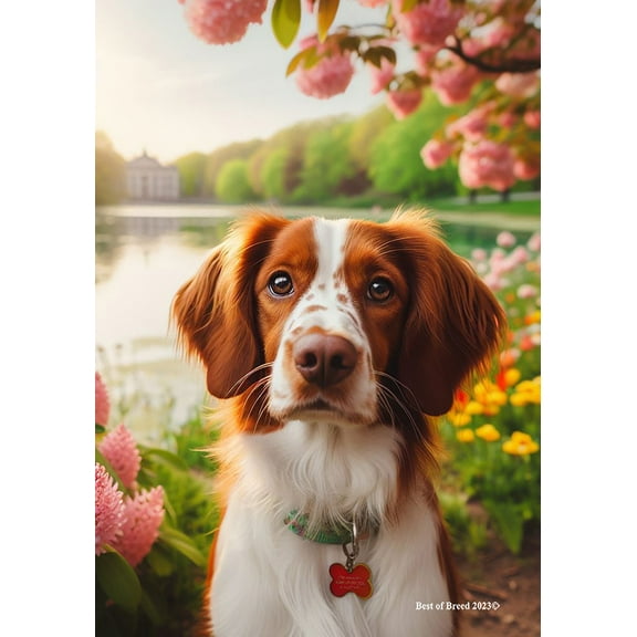 Brittany Spaniel -  Best of Breed DCR Spring Garden Flag