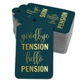 thumbnail image 1 of Inkdotpot Real Gold Foil Good Bye Tension Hello Pension Retirement Tags Favor Hang Paper Tags 100 Pieces, 1 of 6