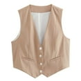 thumbnail image 4 of Timegard Tank Top for Women Button up Vests V Neck Slim Sleeveless Solid Color Top Summer Fashion, 4 of 5