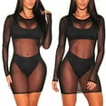 thumbnail image 2 of Maillot de Bain Sans Manches Sexy pour Femmes, Bikini de Plage en Crochet Transparent, Robe Longue Maxi, Noir, S, 2 of 5