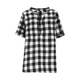 thumbnail image 5 of Womens Plaid Shirts Short Sleeve Button Down Shirt Casual Basic Tops Plus Size Tunic T Shirt, 5 of 6