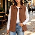 thumbnail image 6 of Staron Fall Vest for Women Casual Knit Vest Sleeveless Solid Lightweight Comfy Loose Longline Vest Jacket Brown M, 6 of 7