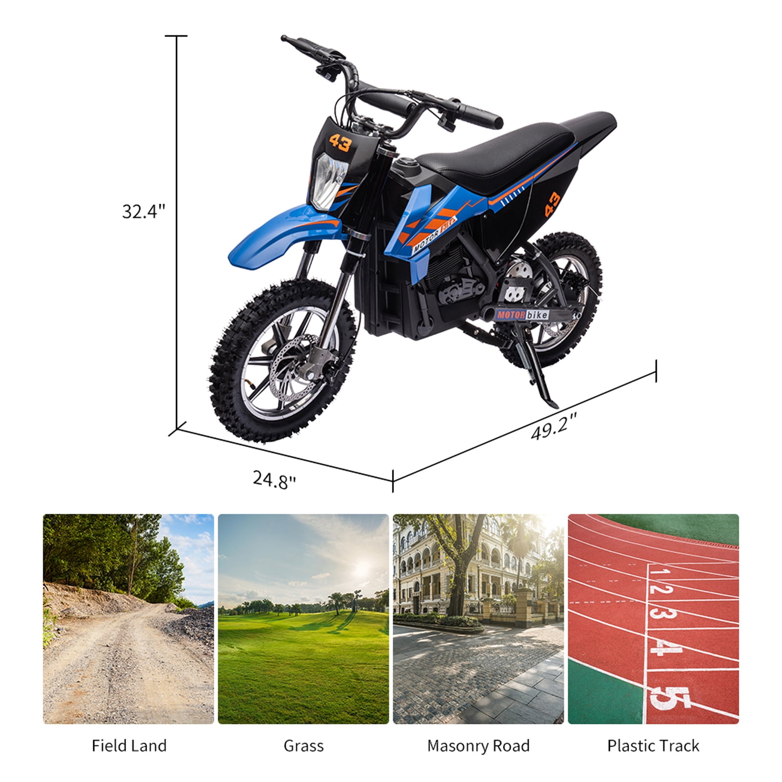 CazToi 36V 500W Kids Electric Dirt Bike 15.5mph Off-Road Motorcycle Motocross Bike for Kids 14+