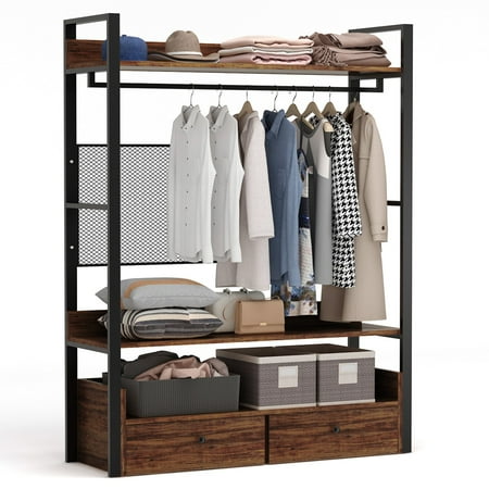 Tribesigns Free-Standing Closet Organizer,Heavy Duty Clothes Rack with 6 Shelves and Handing Bar, Large Closet Storage Stytem & Closet Garment...