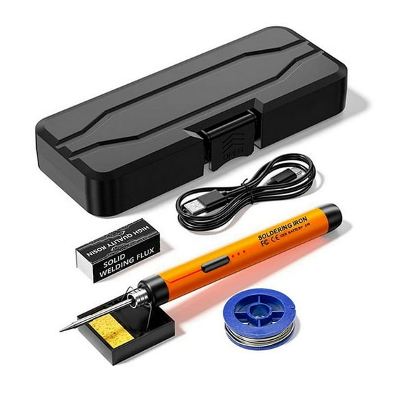 Electric Soldering Iron Set Mini Home DIY Manual Soldering Tools 3 Heating Settings for Welding Repair Tools Orange