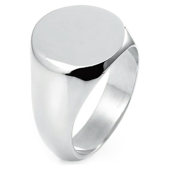 Tioneer Sterling Silver Round Flat Top Polished Classic Plain Signet Ring