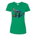 thumbnail image 2 of Trippy California Rainbow Neon Wolf Mountain Silhouette | Womens Animal Lover Graphic T-Shirt, Kelly, X-Large, 2 of 4
