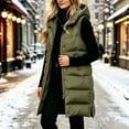 thumbnail image 4 of Staron Women's Winter Vest Hooded Zip Up Lightweight Casual Sleeveless Solid Loose Quilted Puffer Vest Army Green L, 4 of 6
