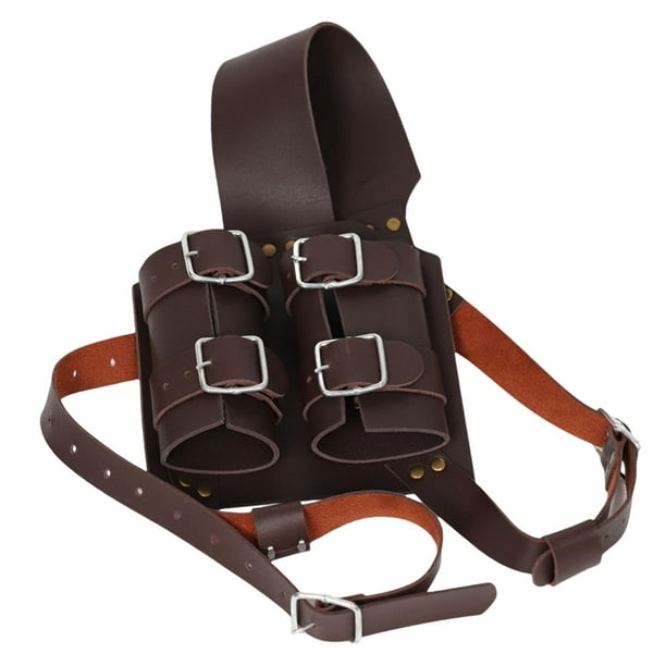 Accesorios de fotografía de funda, soporte de de material cuero PU temática, accesorios de disfraz de Halloween, de escenario, Marron oscuro Macarena Vaina de espada doble