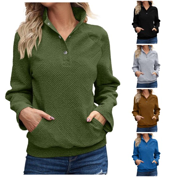 Yuhangmm Women Hoodies Long Sleeve Hoodless Sweatshirt Casual Crewneck Pullover Soft Comfortable Blouse Top for Everyday Style Green XL