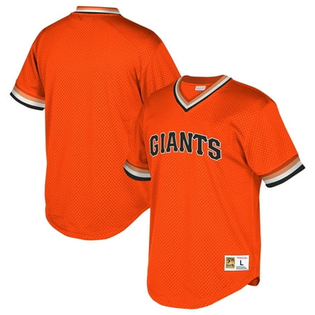 San Francisco Giants Bottle Jersey San Francisco Giants Mitchell & Ness Cooperstown Collection Mesh Wordmark V-Neck Jersey - Orange ()