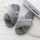 thumbnail image 5 of Pantuflas para mujer, punta abierta, peludas, esponjosas, para casa, acogedoras, de espuma viscoelástica, antideslizantes, de felpa, cruzadas, peludas, para interior y exterior Adepaton 2034321-1, 5 of 9