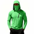 thumbnail image 2 of Inglocry Men's UPF 50+ Sun Hoodie with Mask Fishing Shirts UV Protection Long Sleeve, Quick Dry Hooded Rash Guard Hikingwith Zipper Pocket Green S, 2 of 6