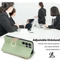 thumbnail image 4 of Wallet Phone Case for Samsung Galaxy S25 Ultra, Zipper Pocket and Card Slots Stand Feature Ring Holder Back Cover with Metal Crossbody Shoulder Strap Stylish Case for Samsung Galaxy S25 Ultra, Green, 4 of 8
