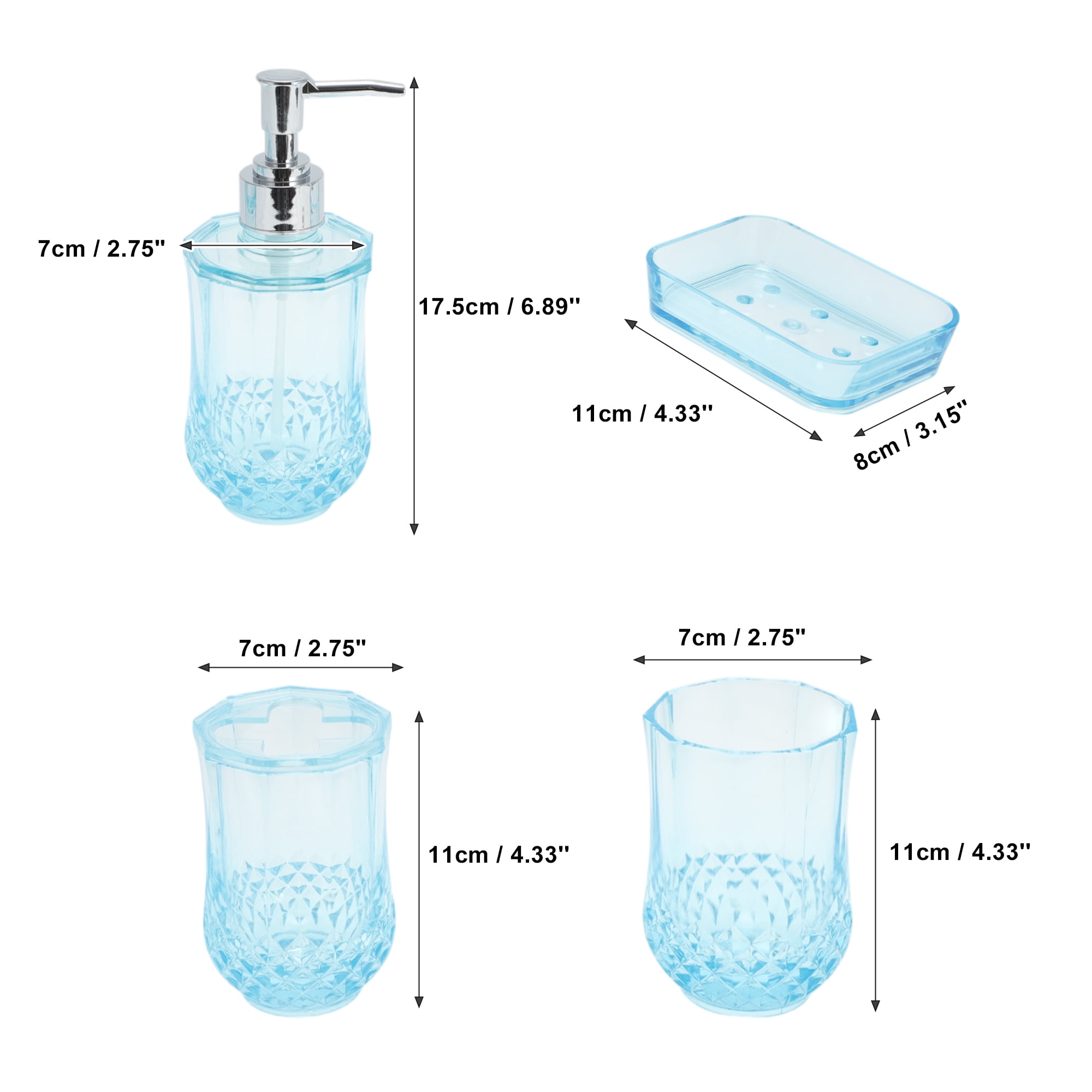 Unique Bargains 4Pcs Durable Bathroom Accessories Set Blue