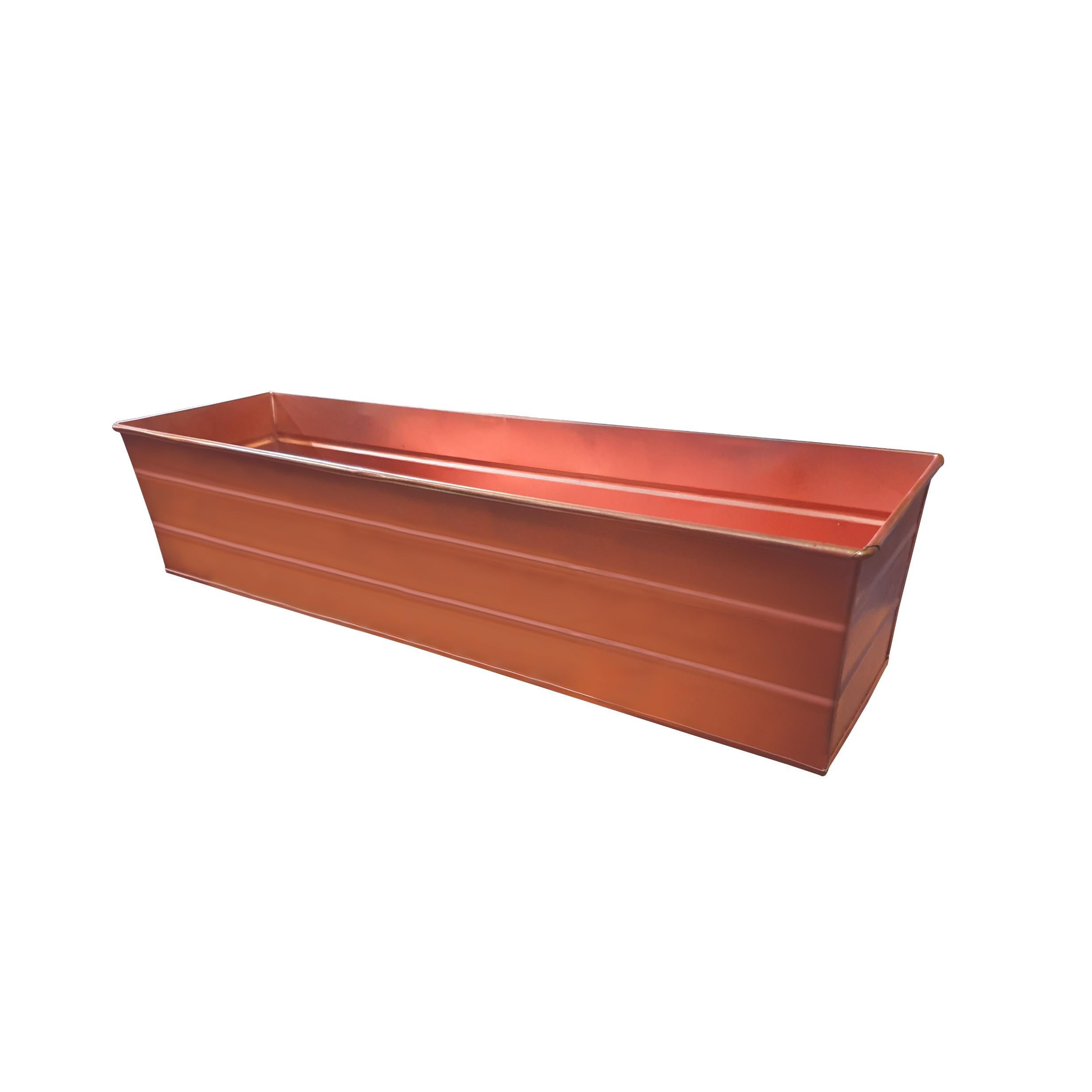 Rectangular Metal Flower Planter Box with Embossed Line Design, Small, Copper - Walmart.com ...