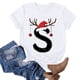 thumbnail image 1 of Puntoco Camiseta informal de manga corta con cuello redondo y estampado a la moda para mujer, 1 of 4