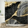 thumbnail image 4 of SUNOLIFE Black Marble Shower Curtain Abstract Modern Waterproof Fabric Bathroom Set 72x72 in, 4 of 5