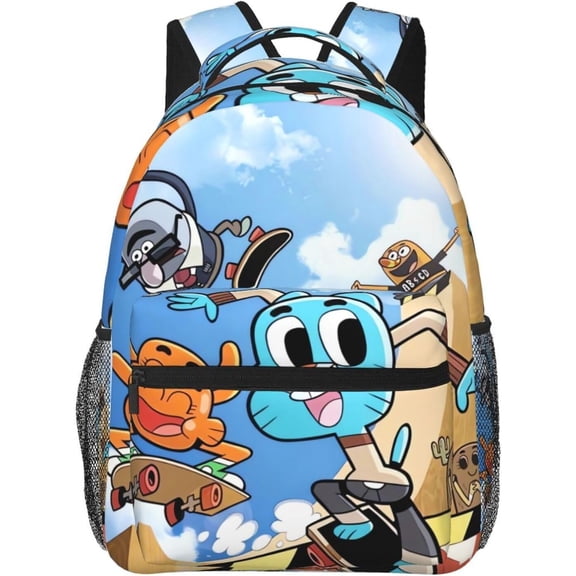 Anime The Amazing World of Gumball Backpack Canvas Funny Couple Backpacks 3D Large Capacity Travel Bags Gym Daypack Unisex Style-27