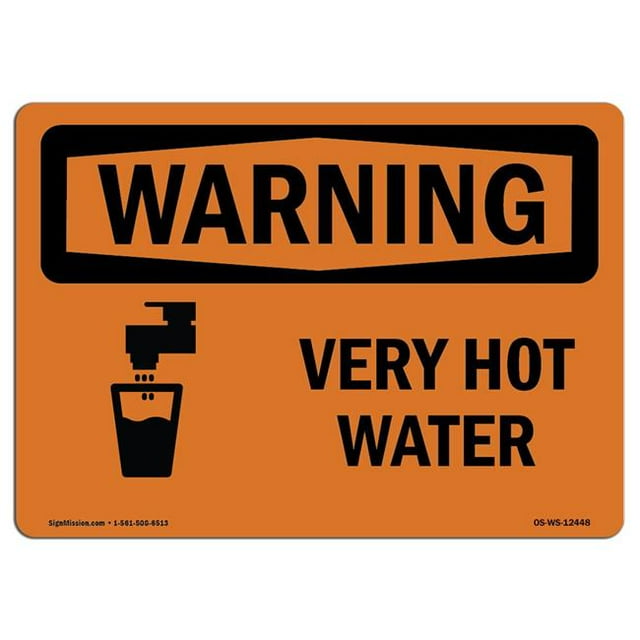 SignMission OS-WS-A-1824-L-12448 Panneau d'Avertissement OSHA de 18 x 24 Po - Eau Très Chaude avec Symbole