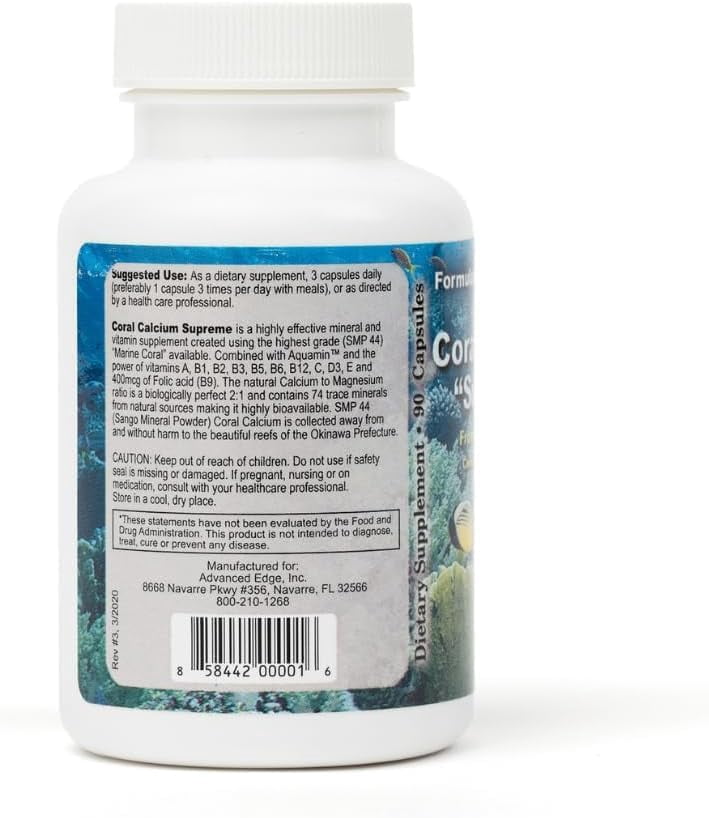 Coral Calcium Supreme By Bob Barefoot - 1000 Mg - 90 Capsules - Coral Calcium, Pack of 2