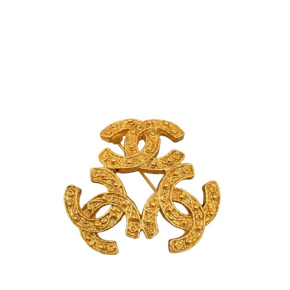Pre-Owned Chanel Coco Mark Triple Brooch Gold Plated Women's CHANEL