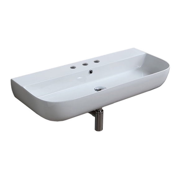 Nameeks Scarabeo 1813-Three Hole Glam 37-3/8" Rectangular Ceramic Wall Mount / Drop In