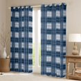 thumbnail image 2 of Homewish Vintage Grid Pattern Black Out Curtains,Geometric Checkered Plaid Curtains Pack of 2 (42x63 Each),Blue Minimalsim Bedroom Curtains For Girls Boys,Luxury Bedroom Decor, 2 of 6