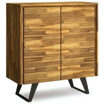Lowry 39 inch Wide Solid Acacia Wood Modern Industrial Medium Storage Cabinet in Distressed Golden Wheat