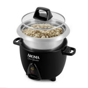 Aroma Select Stainless 6-Cup Electric Rice Cooker, Black