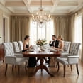 thumbnail image 6 of Upholstered Chenille Fabric Dining Chairs with Arms Set of 2, Tufted High Back Dining Room Chairs with Curved Rubberwood Legs, Kitchen Chairs, Beige, 6 of 8