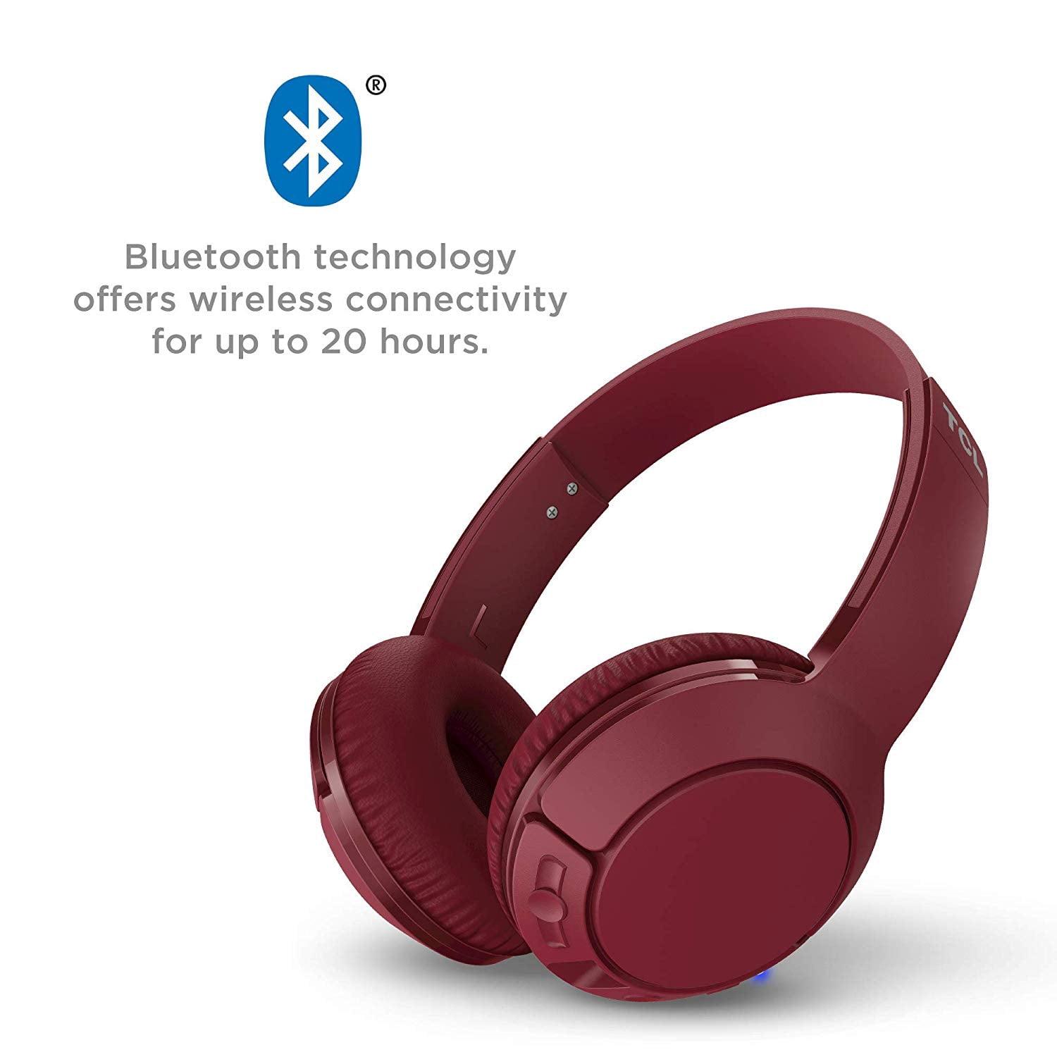 TCL Bluetooth Noise-Canceling Over-Ear Headphones, Burgundy Crush, MTRO200BTRD