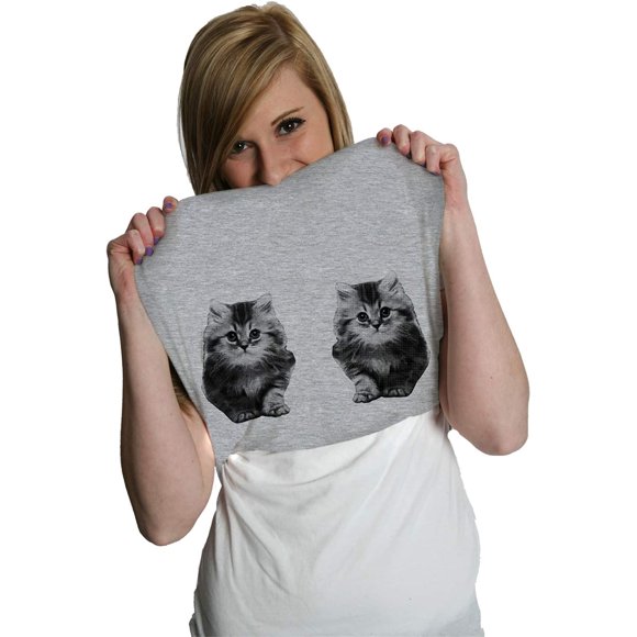 Crazy Dog T-Shirts T-Shirt Flip pour Femmes « Ask Me About My Kitties » Visage Drôle Chat Cadeau pour Maman T-Shirt Cool