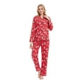 thumbnail image 1 of GLOBAL Conjunto de Pijama de Franela para Mujer, Pijama 100% Algodón para Mujer, Ropa de Estar por Casa, Manga Larga, Botón, Cordón en la Cintura, Ropa de Dormir Cálida, Rojo Navidad L, 1 of 6
