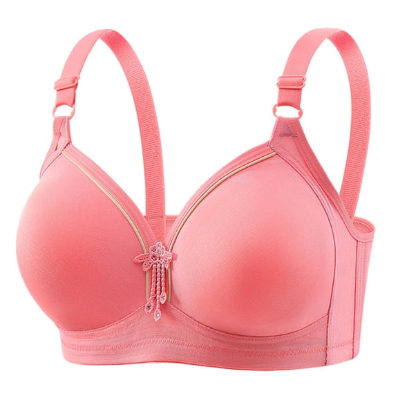 MOJOGO Plus Size Bra for Women Wireless Comfort Push Up Bra Full V Neck Coverage Bralettes with Adjustable Straps M