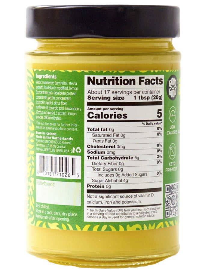 GOOD GOOD Vegan Lemon Curd With No Added Sugar, 12 oz Jar