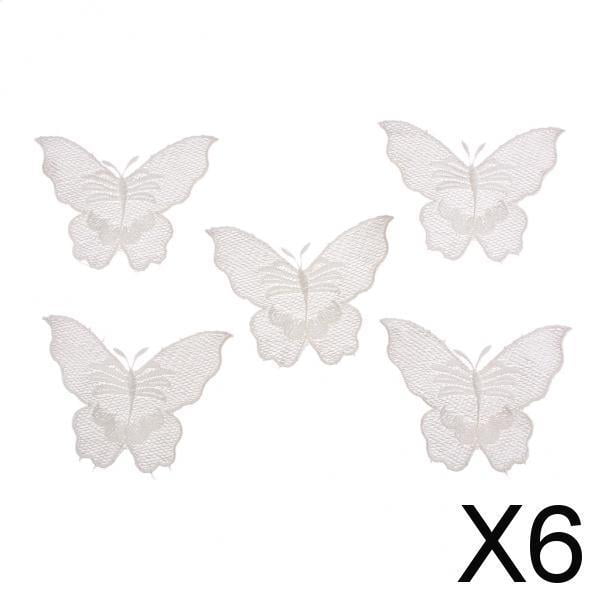 6x5 Uds Vestido con Parche de Encaje de Mariposa Soledad Apliques Bordados en Relieve