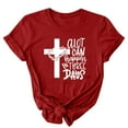 thumbnail image 4 of HOMBOM Easter Tops Women Red Short Sleeve Crew Neck T-shirt Easter Print Trendy Tops for Women 2024 XXL, 4 of 4