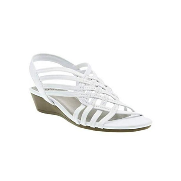 Impo Refresh Stretch Wedge Sandal, White Stretch Elastic/Soft, White