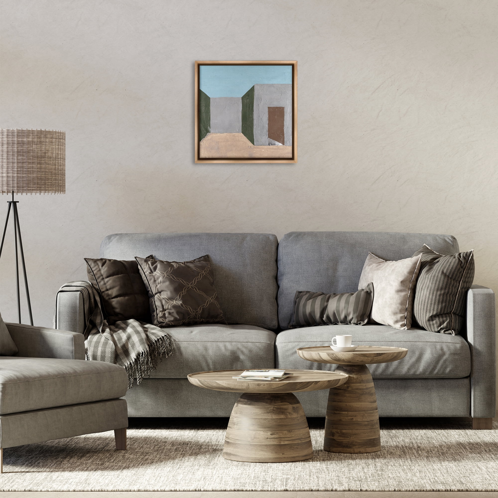 Stupell Industries Grey Rustic Building Buildings & Architecture Painting Brown Floater Framed Canvas Art Print Wall Art, 18 x 18