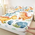 thumbnail image 4 of Feelyou Watercolor Cartoon Dinosaur Eggs Bed Sheets for Kids Boys Girls, Cute Wildlife King Sheets, 4 Pieces, 4 of 5