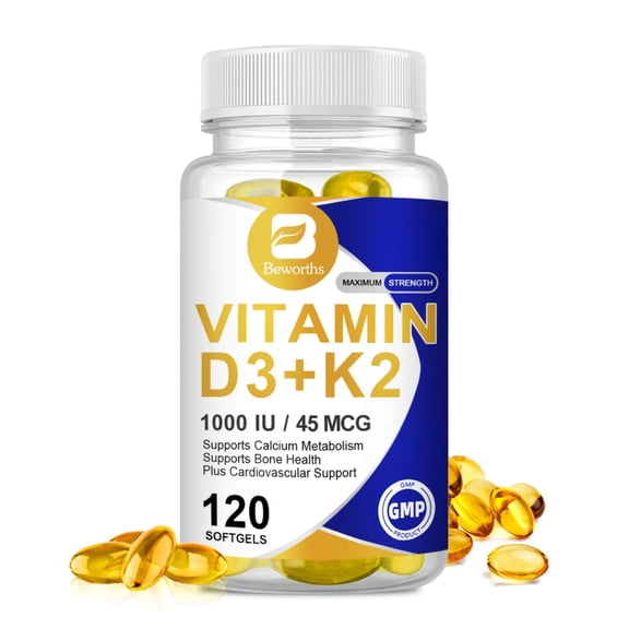 Vitamin D3   K2 Supplement, 1000 IU, Bone and Immune Support, 120 Softgels