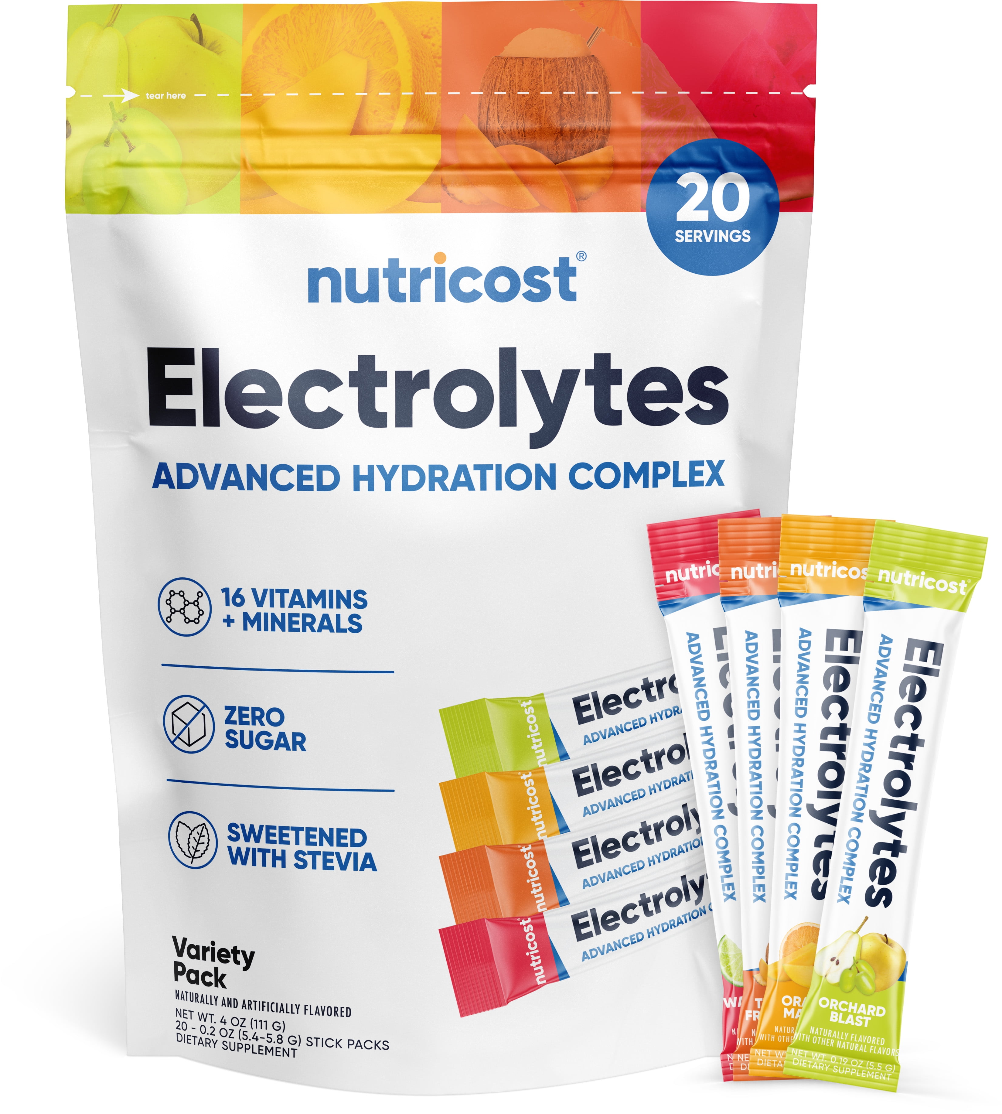 Nutricost Electrolytes Powder Hydration Packets (Variety Pack, 20