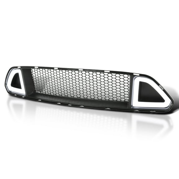 Spec-D Tuning Front Upper Hood Mesh Grille w/ Bright LED Light Tube Bar Compatible with 2015-2017 Ford Mustang