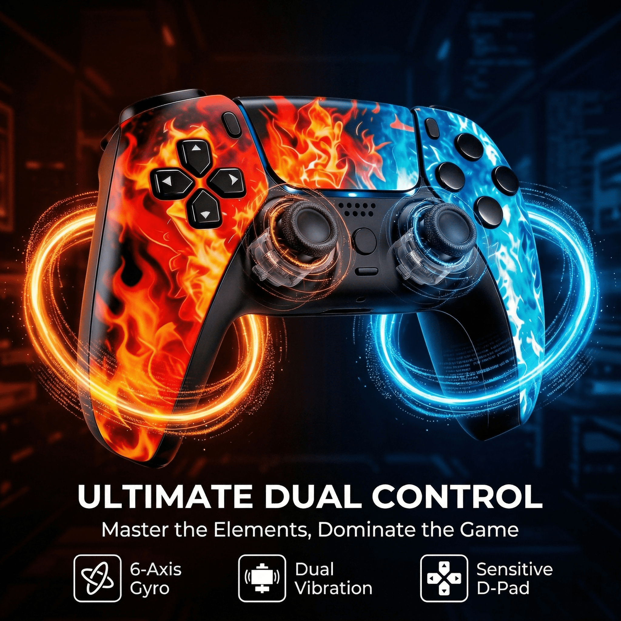 Rotacess Wireless Controller for P5 Controller, with Dual Vibration/Motion Sensor/Screenshot/3.5mm Audio Jack, Compatible with PS5/Pro/Slim Console, Blue