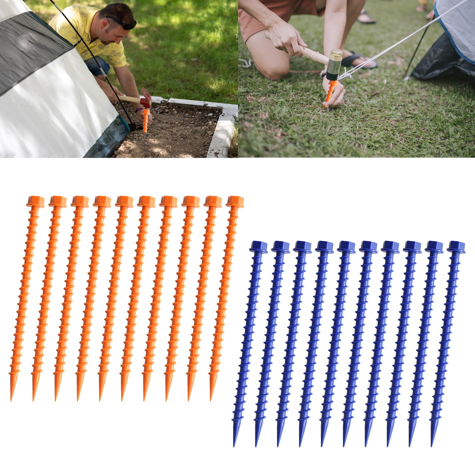 10Pcs Plastic Tent Pegs, Plastic Tent Nails for Fixing Camping Tent Rain Tarps Garden Awnings Pegs for Outdoor