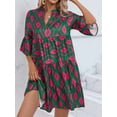 thumbnail image 6 of Womens Loose Fit V Neck Casual Short Dress Summer Flowy Mini Dress Beach 10996 Green M, 6 of 9